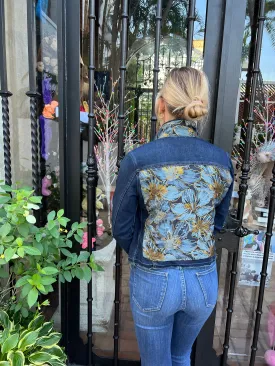 The Dark Denim Jacket / Denim Blue Flower with Gold