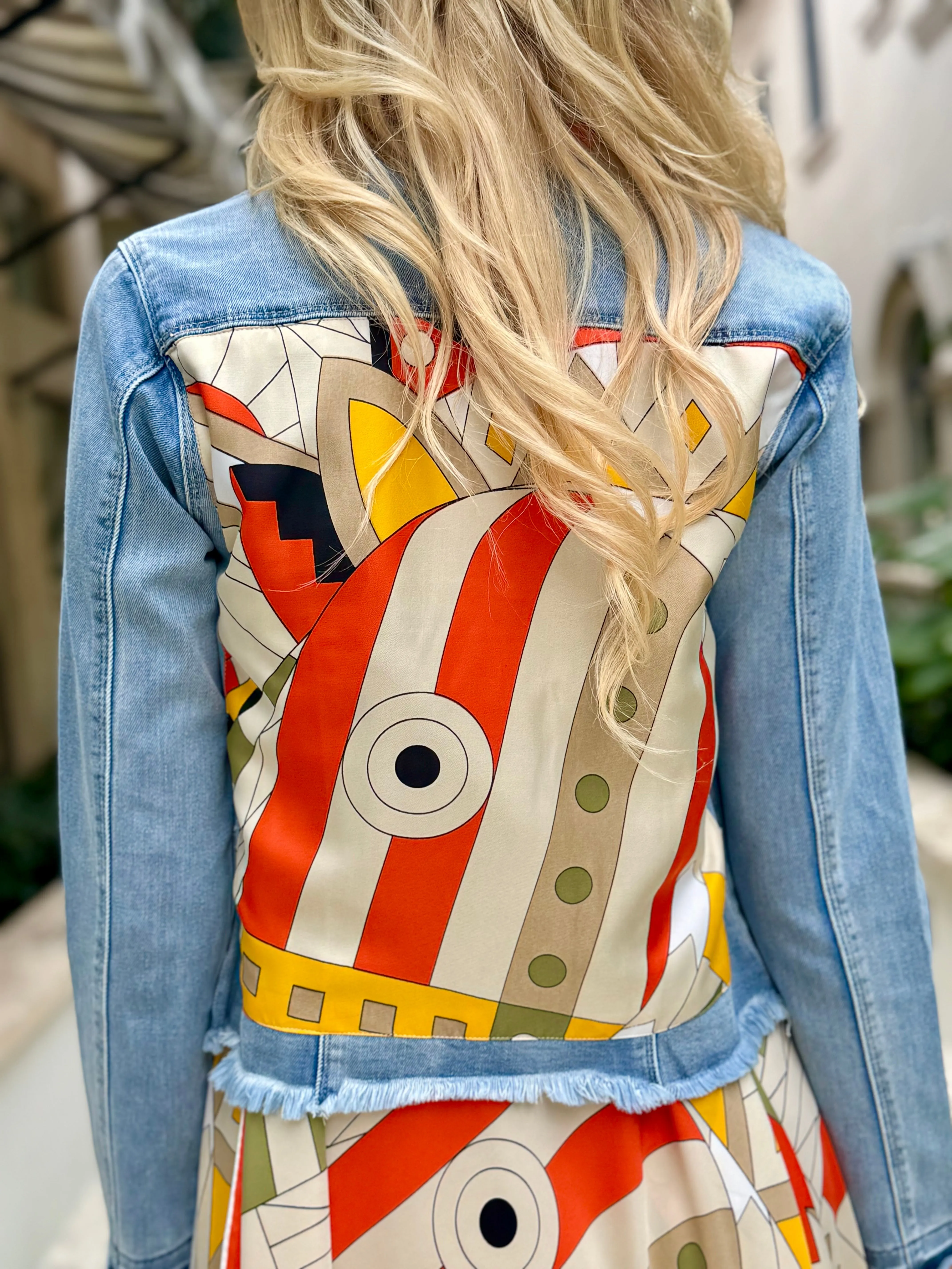 The Light Denim Jacket / Orange and Olive Pucci