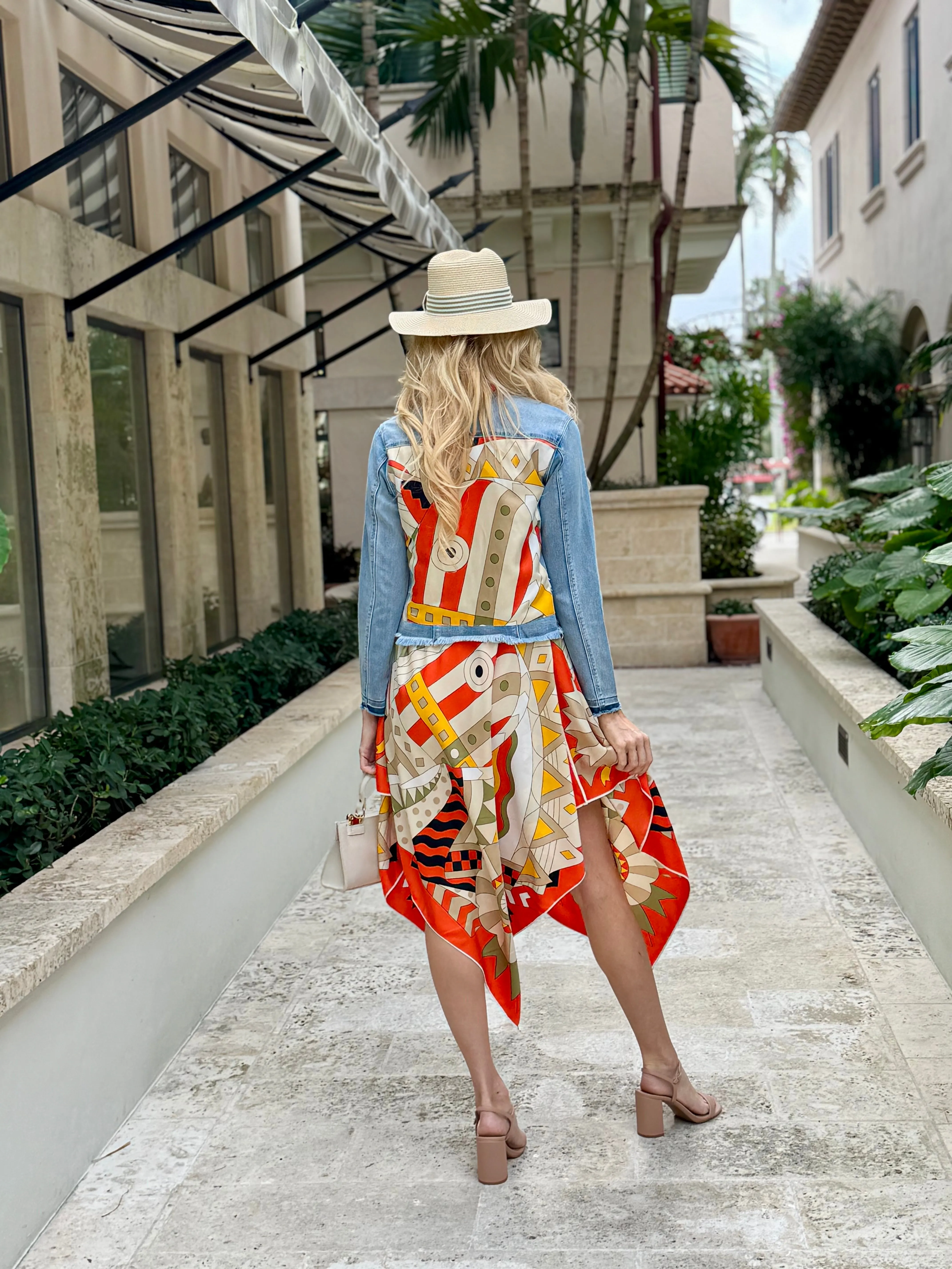 The Light Denim Jacket / Orange and Olive Pucci