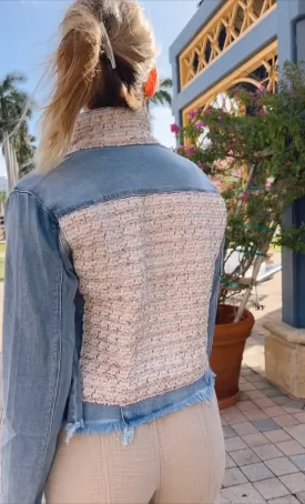 The Light Denim Jacket / Tweed Light Pink