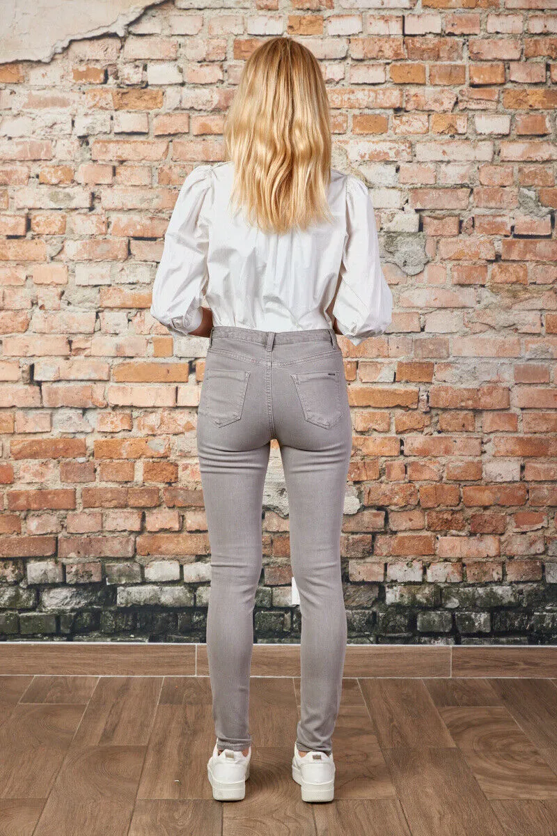 Toxik3 L185-126 High Waist Skinny Jeans - Light Grey