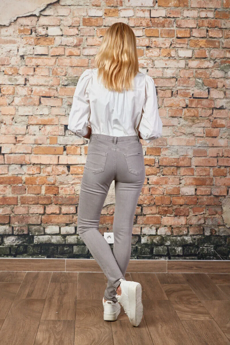 Toxik3 L185-126 High Waist Skinny Jeans - Light Grey