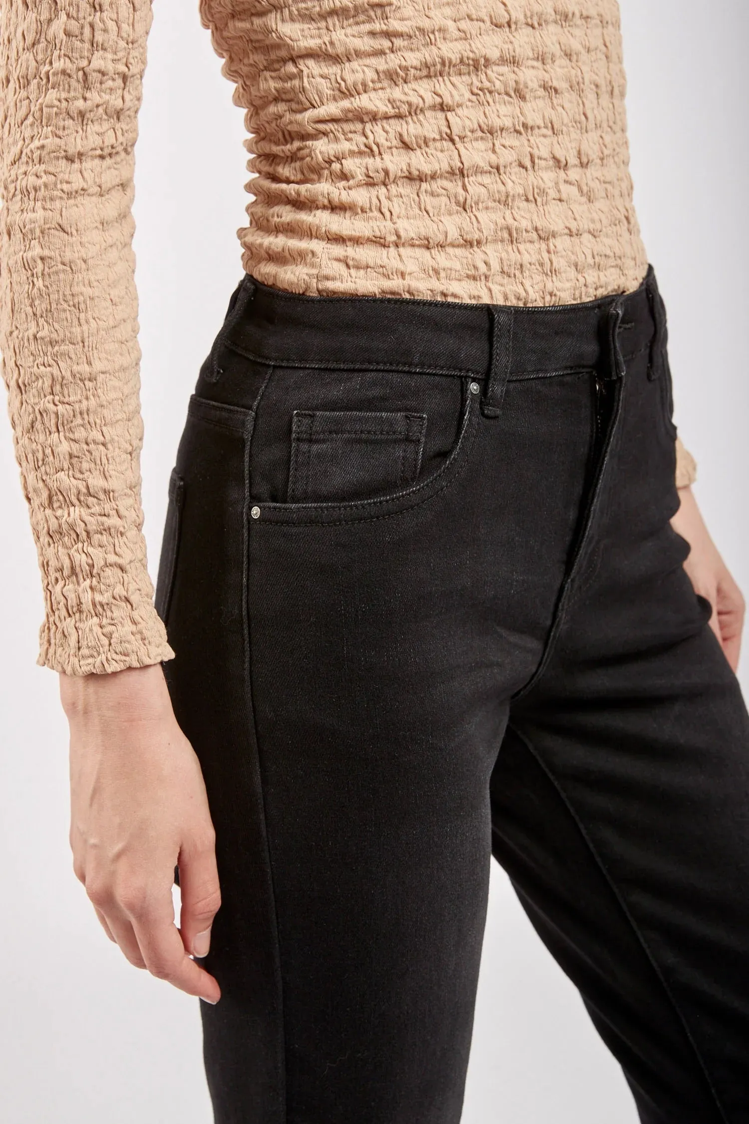 Toxik3 L20029-C High Waist Boyfriend Jeans - Black