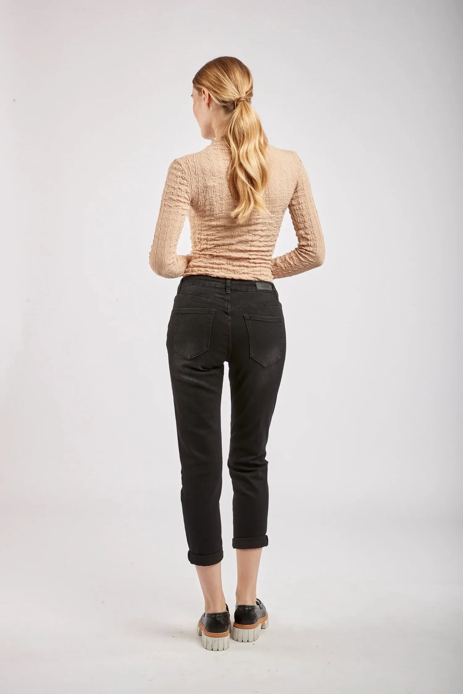 Toxik3 L20029-C High Waist Boyfriend Jeans - Black