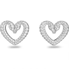 Una Heart stud earring Rhodium plated 5625535