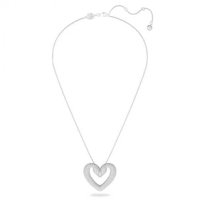 Una Pendant Heart Medium White Rhodium Plated Necklace 5626176