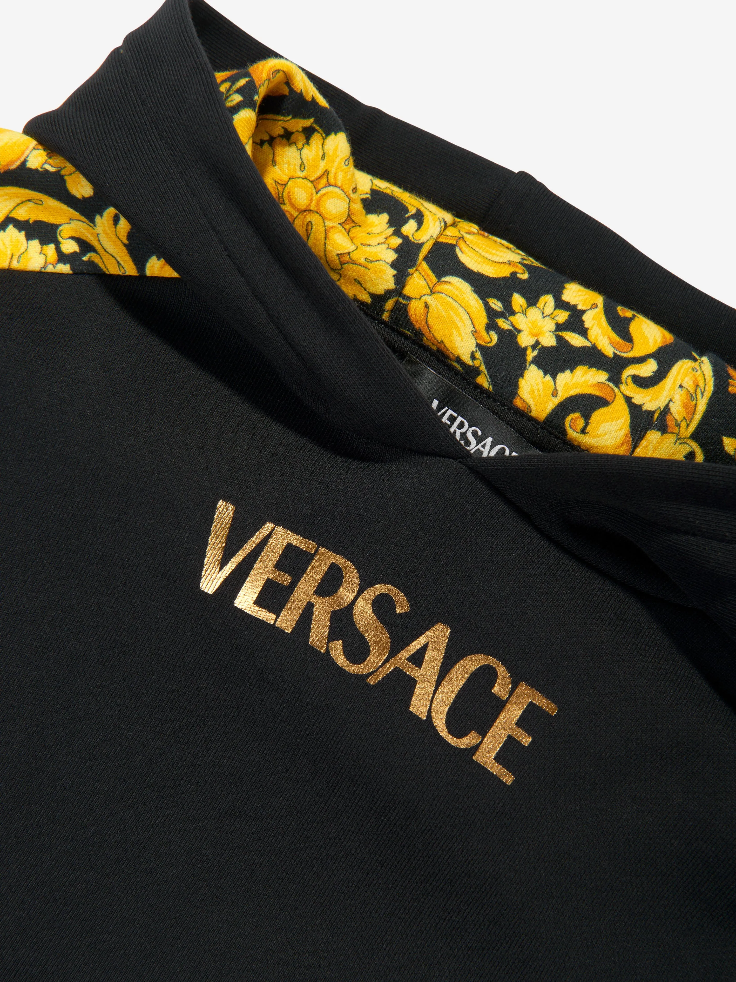 Versace Boys Barocco Logo Hoodie in Black