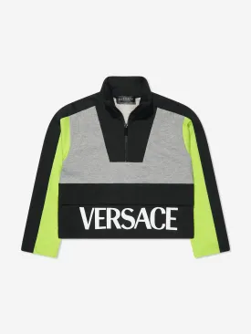 Versace Boys Half Zip Sweatshirt in Grey