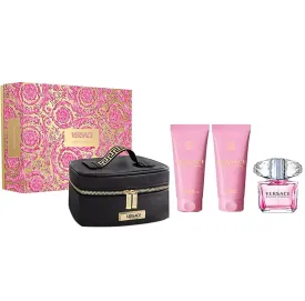 Versace Bright Crystal 4PCS Gift Set - 90ML EDT Spray   100ML Body Lotion   100ML Shower Gel   Versace Beauty Case (Women)