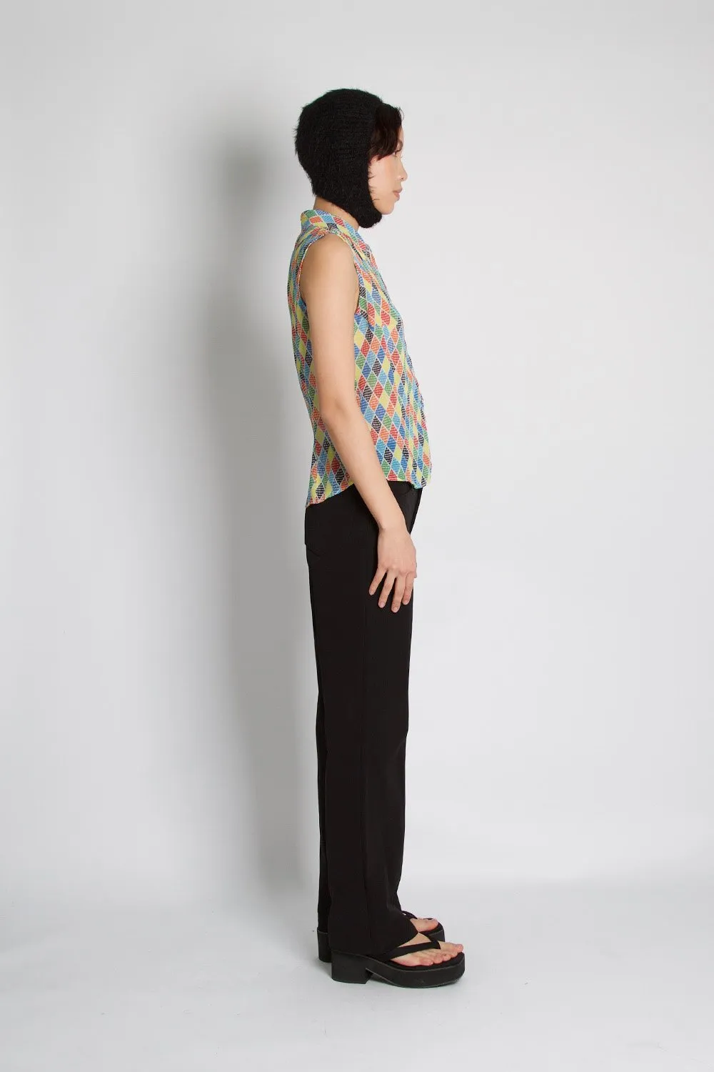 Versace Couture Vintage Jacquard Sheer Sleeveless Top