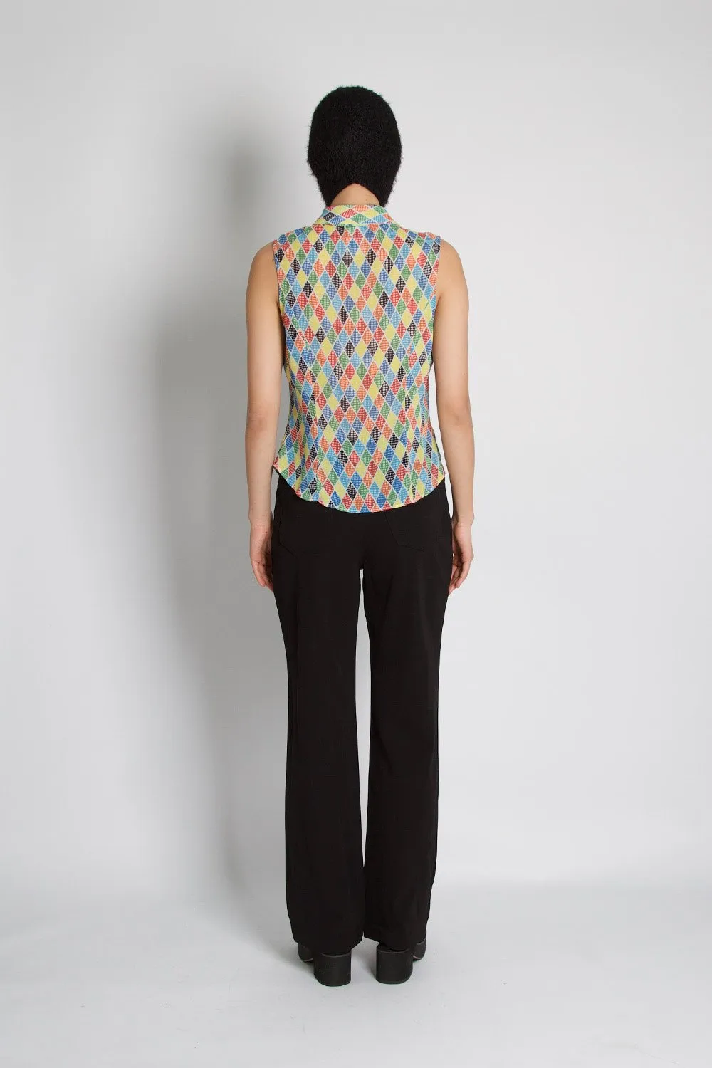 Versace Couture Vintage Jacquard Sheer Sleeveless Top