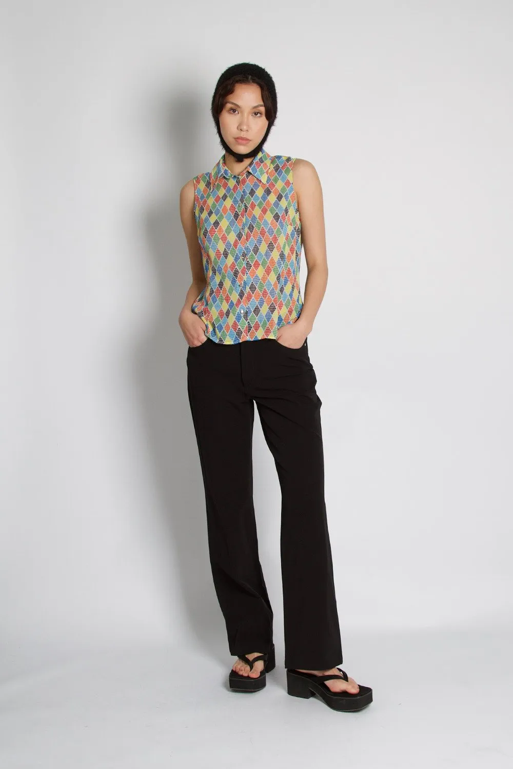 Versace Couture Vintage Jacquard Sheer Sleeveless Top