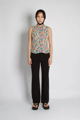Versace Couture Vintage Jacquard Sheer Sleeveless Top