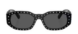 Versace VE 4361 539887 Geometric Plastic Black Sunglasses with Grey Lens