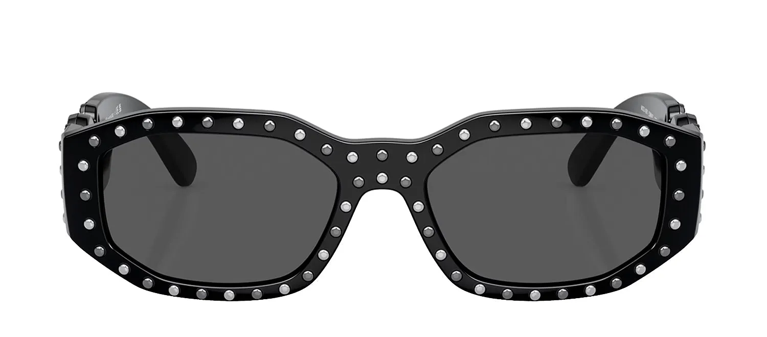Versace VE 4361 539887 Geometric Plastic Black Sunglasses with Grey Lens