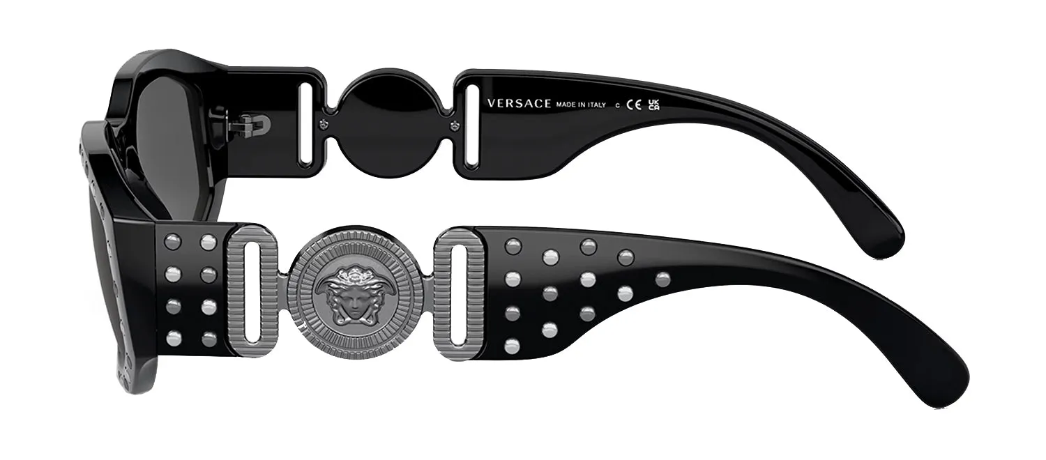 Versace VE 4361 539887 Geometric Plastic Black Sunglasses with Grey Lens