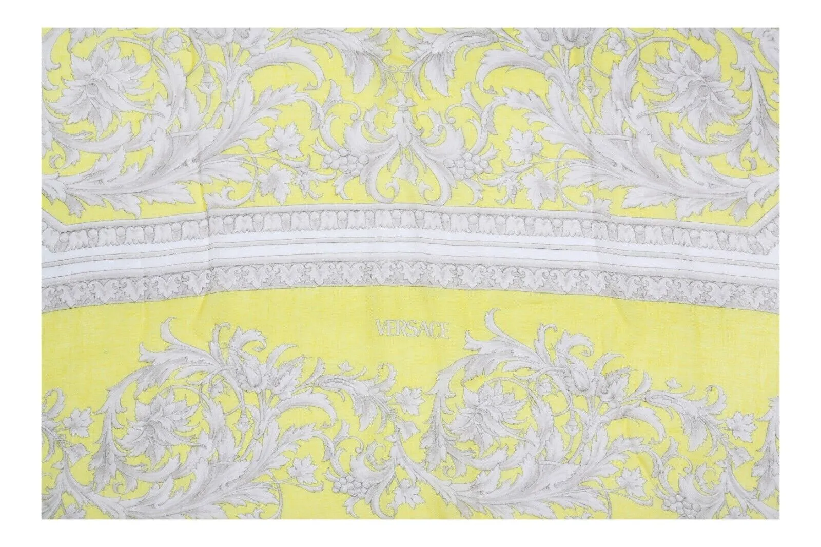 VERSACE Yellow 'Baroque' Print Cashmere Scarf