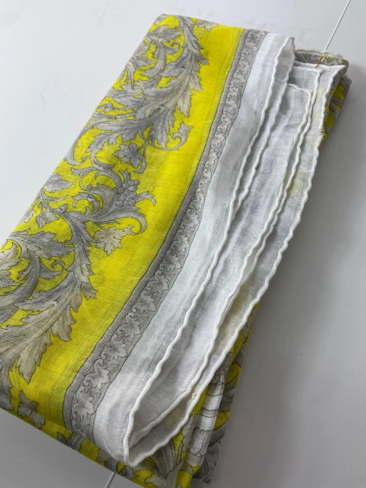 VERSACE Yellow 'Baroque' Print Cashmere Scarf