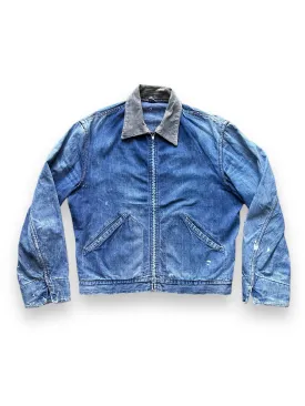 Vintage Denim Zip Up Corduroy Collar Work Jacket SZ 42