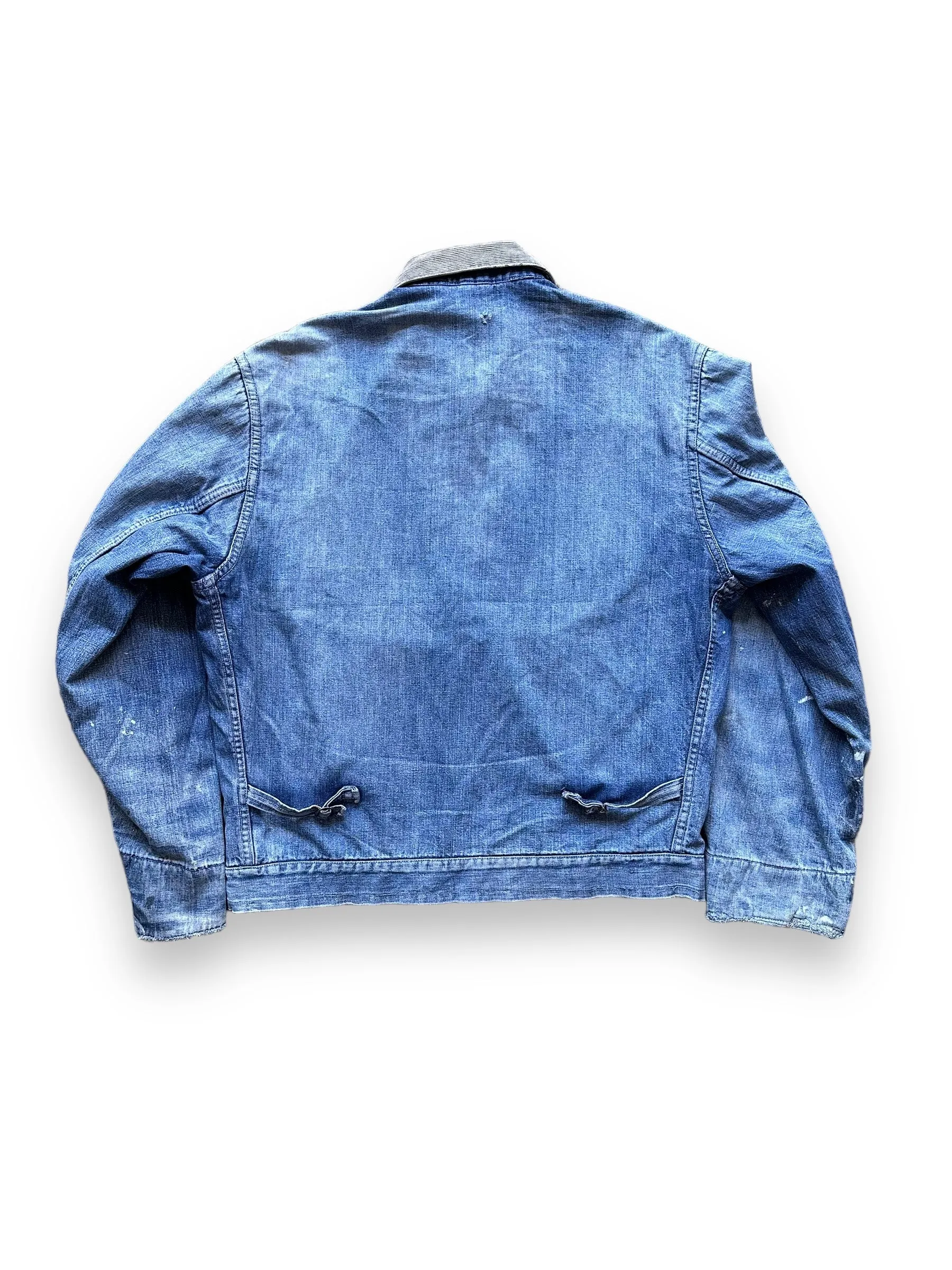 Vintage Denim Zip Up Corduroy Collar Work Jacket SZ 42