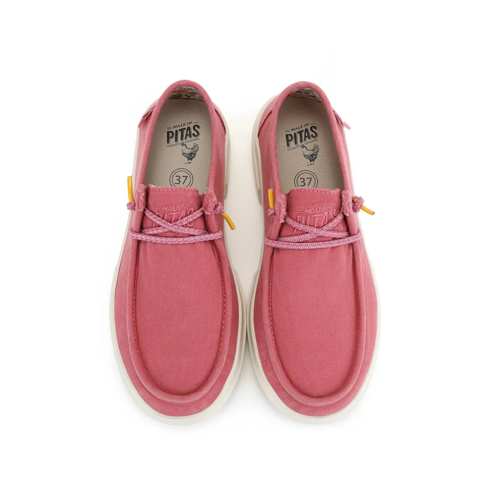 Walk In Pitas Dafne Ladies Strawberry Pink Textile Elasticated Shoes