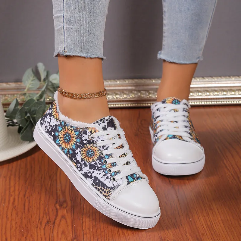 Wholesale Lace Up Flat Casual Canvas Shoes Rubber Women Shoes