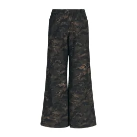 Wide Leg 2 Pocket Printed Jean Pant - Army