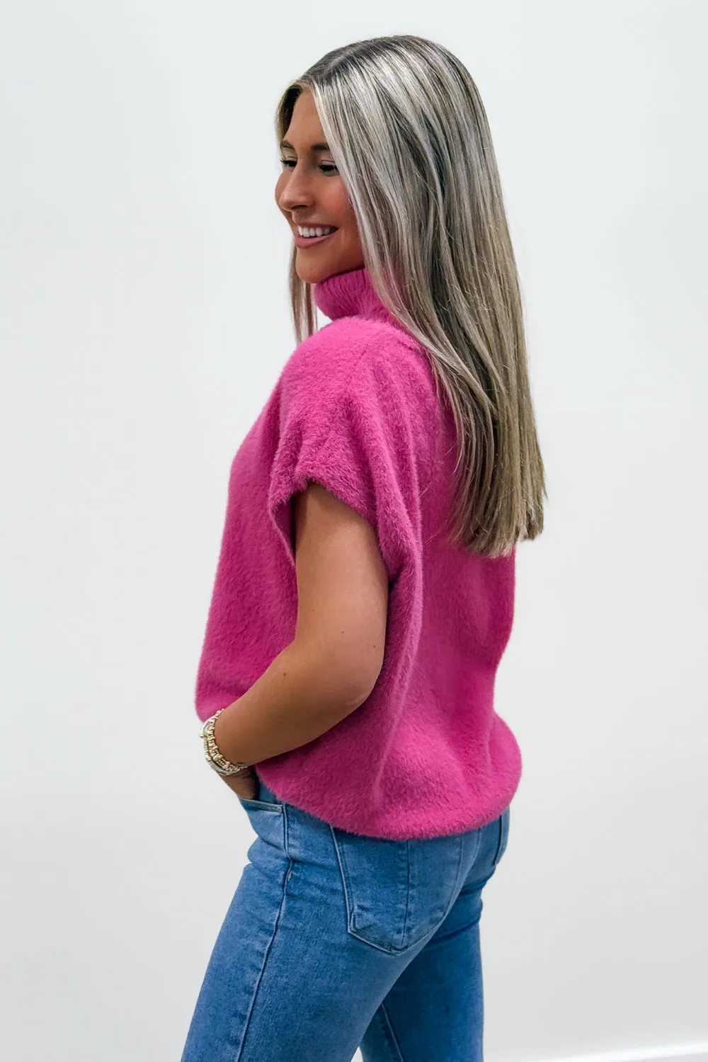 Winter Bliss Turtle Neck Sweater - Pink
