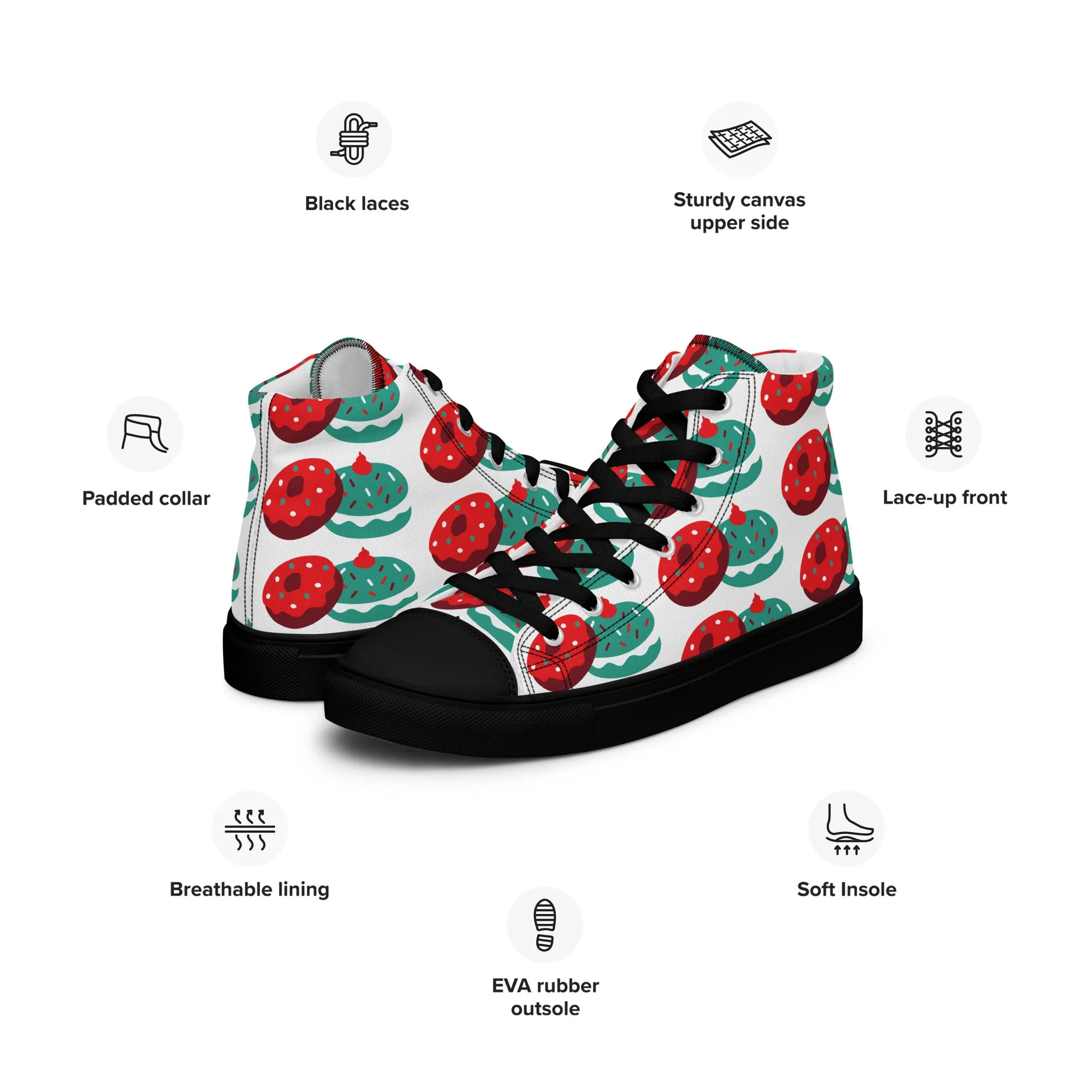Women Christmas High Top Canvas Shoes (Glamourange Holiday Magic Canvas Shoes For Women - 0014)