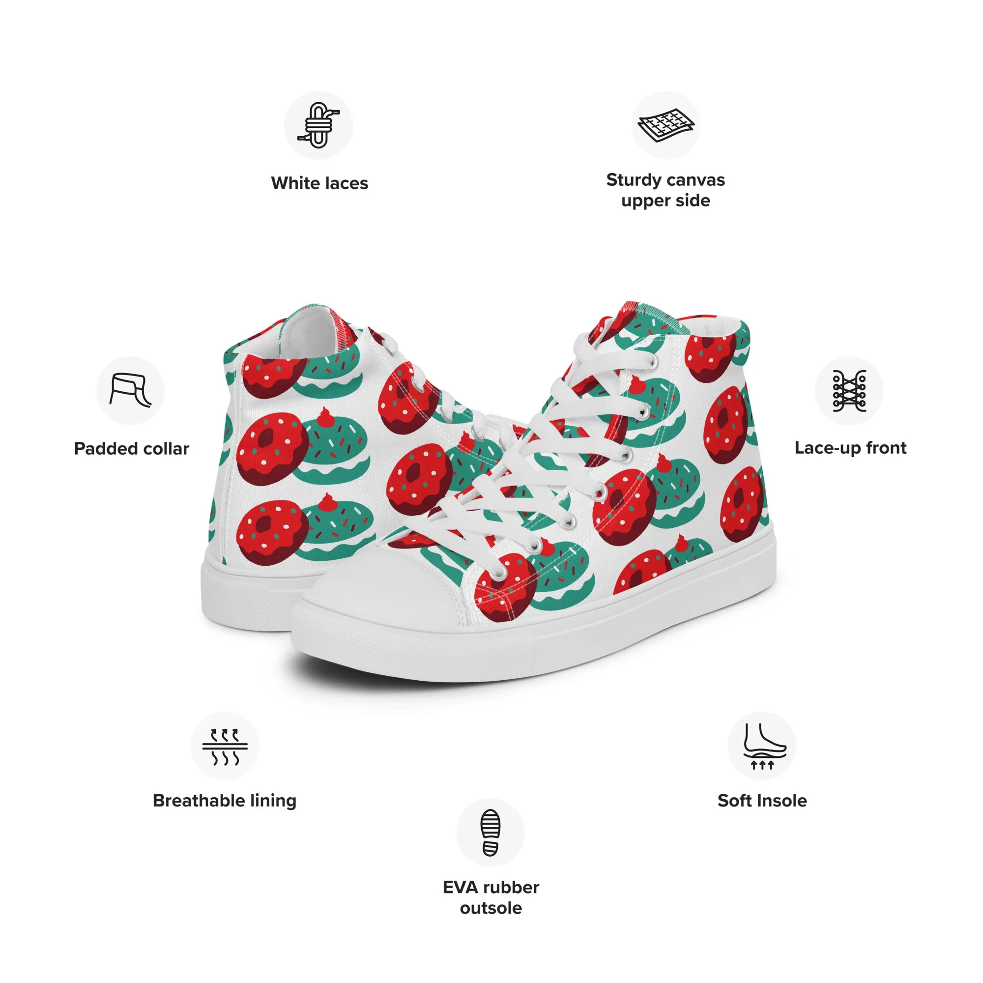 Women Christmas High Top Canvas Shoes (Glamourange Holiday Magic Canvas Shoes For Women - 0014)