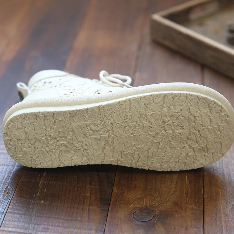 Women Hollow Cotton Linen Summer Flat Boots
