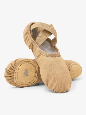 Womens Canvas Nylon Spandex Insert Split Sole Ballet Shoes