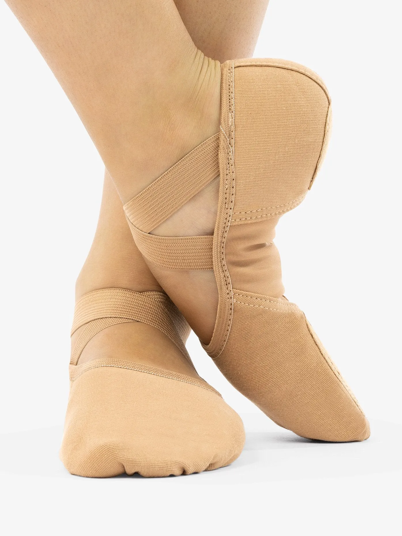 Womens Canvas Nylon Spandex Insert Split Sole Ballet Shoes
