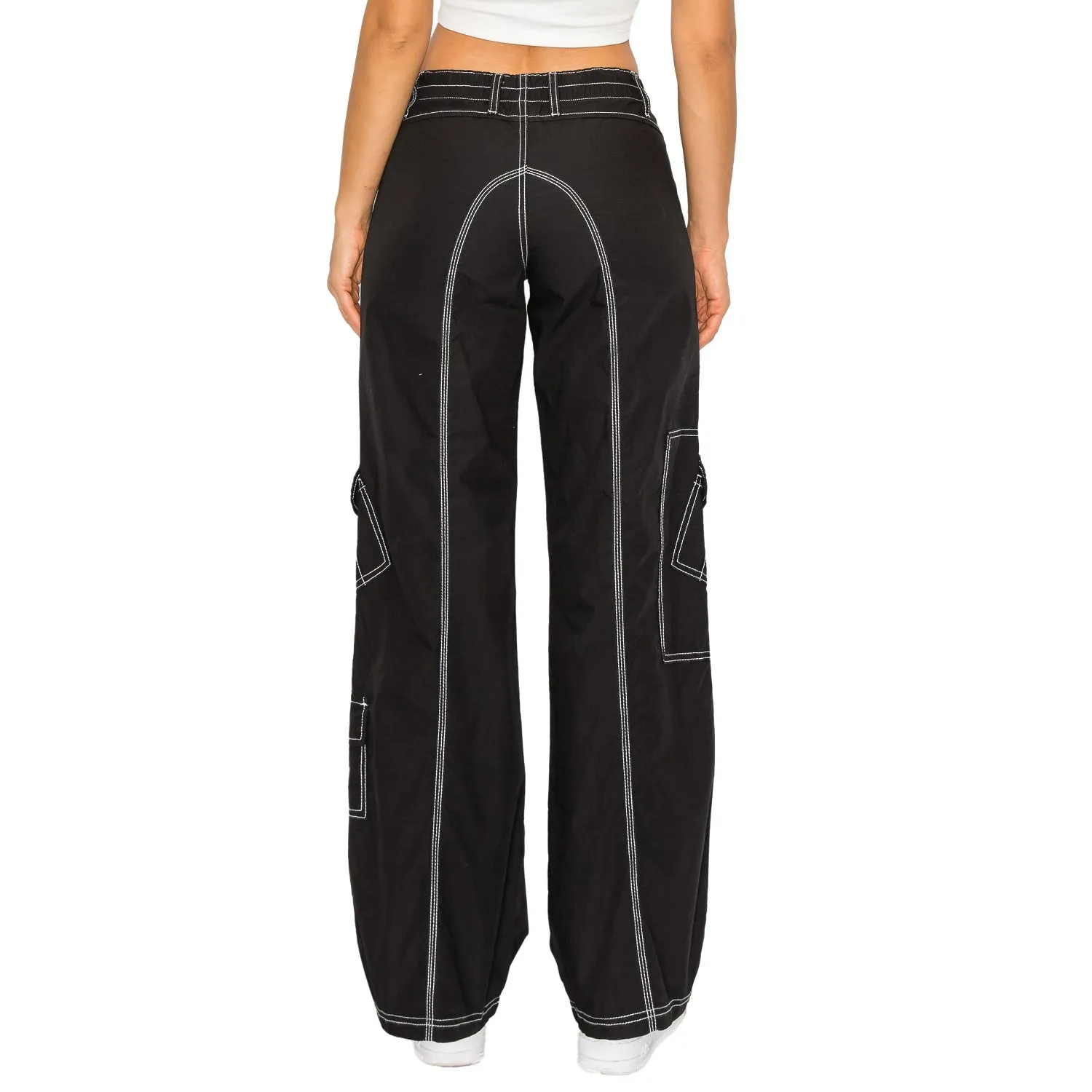 Y2K Mid Rise Cargo Pants - Black