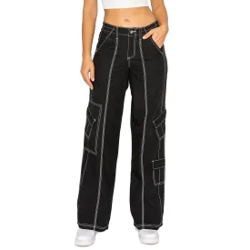 Y2K Mid Rise Cargo Pants - Black