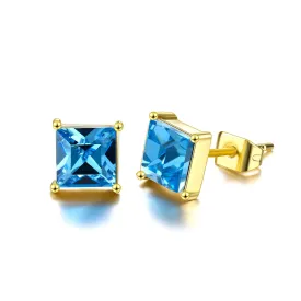 Yellow Chimes Crystals from Swarovski Blue Crystal Designer Earrings for Women and Girls