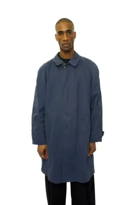 YSL Logo Plaid Lined Blue Trench Coat