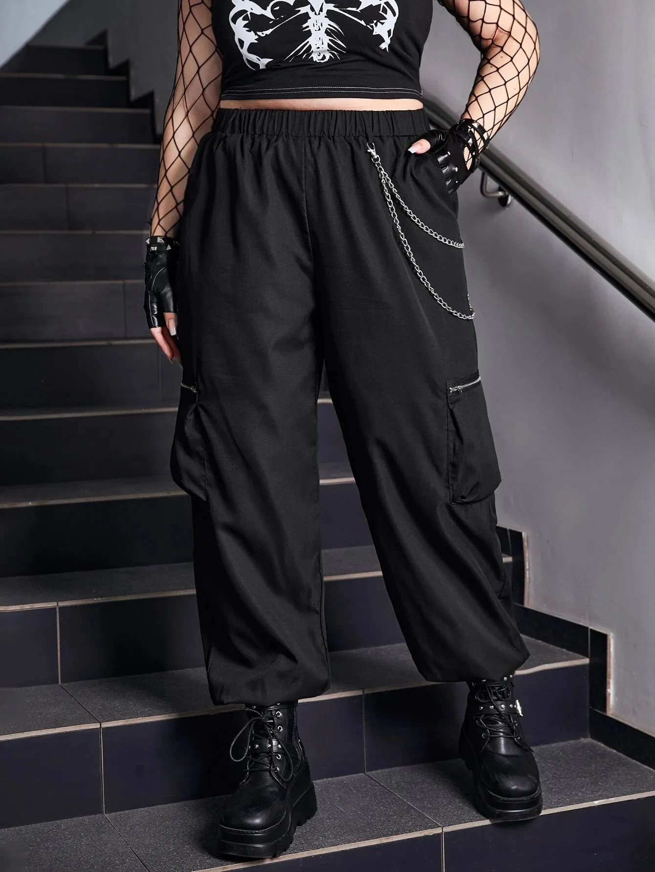 Zip Pocket Side Cargo Pants