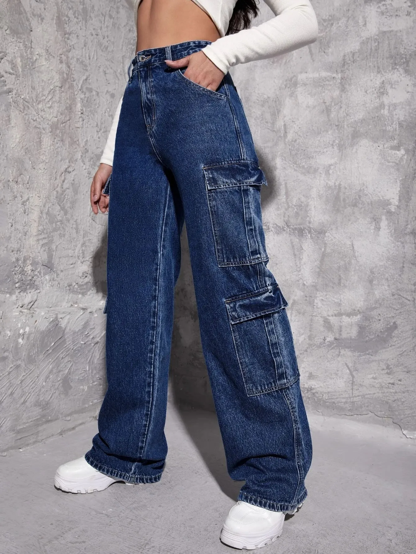 Zipper Flap Pocket Cargo Jean