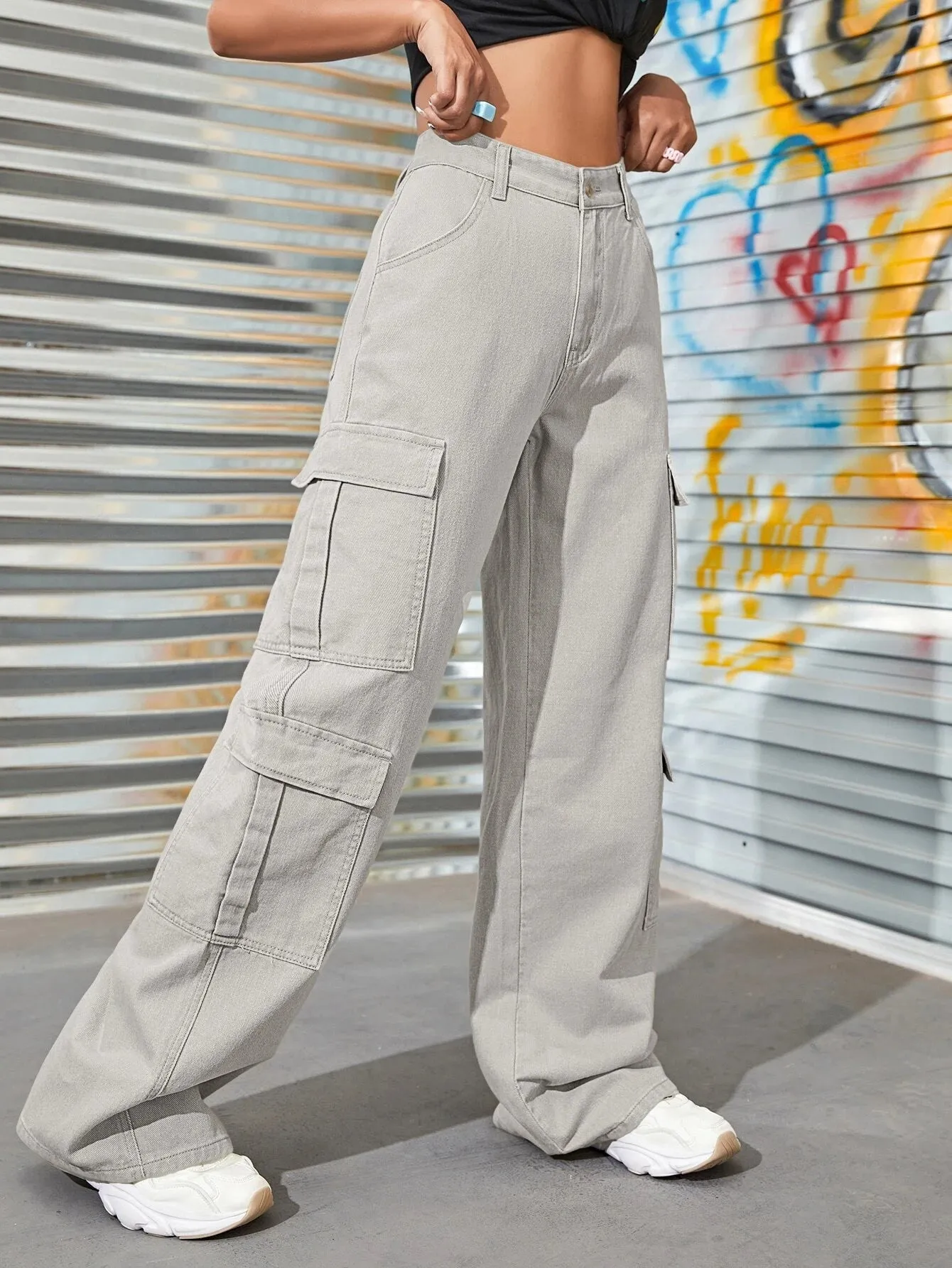 Zipper Flap Pocket Cargo Jean
