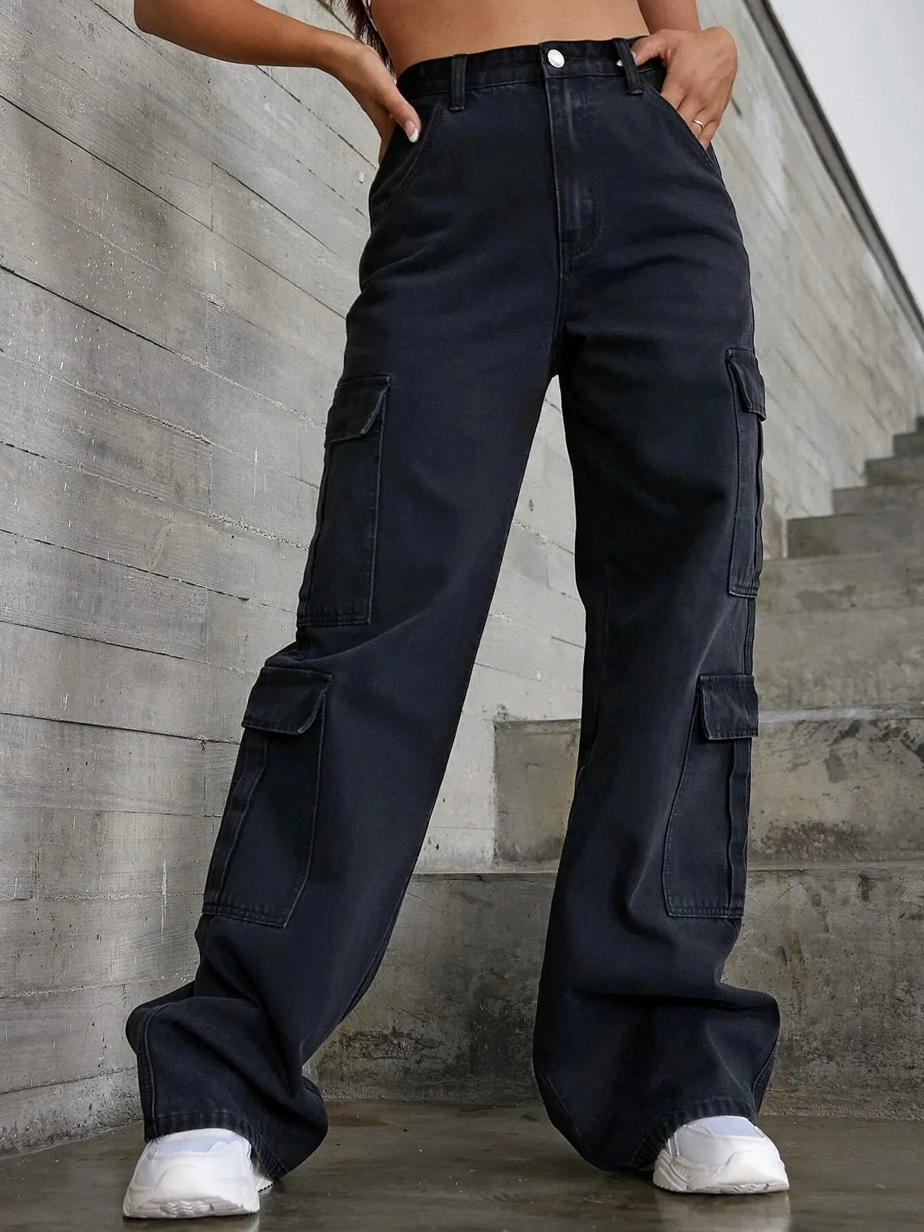 Zipper Flap Pocket Cargo Jean