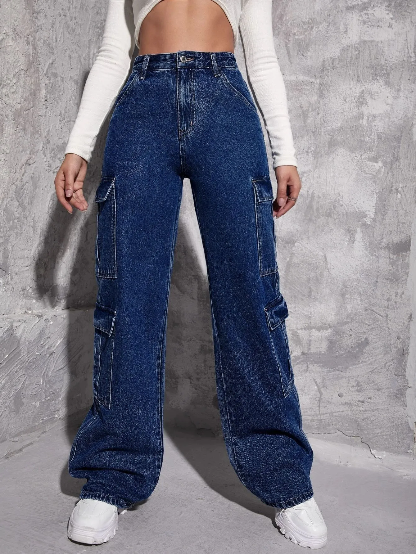 Zipper Flap Pocket Cargo Jean