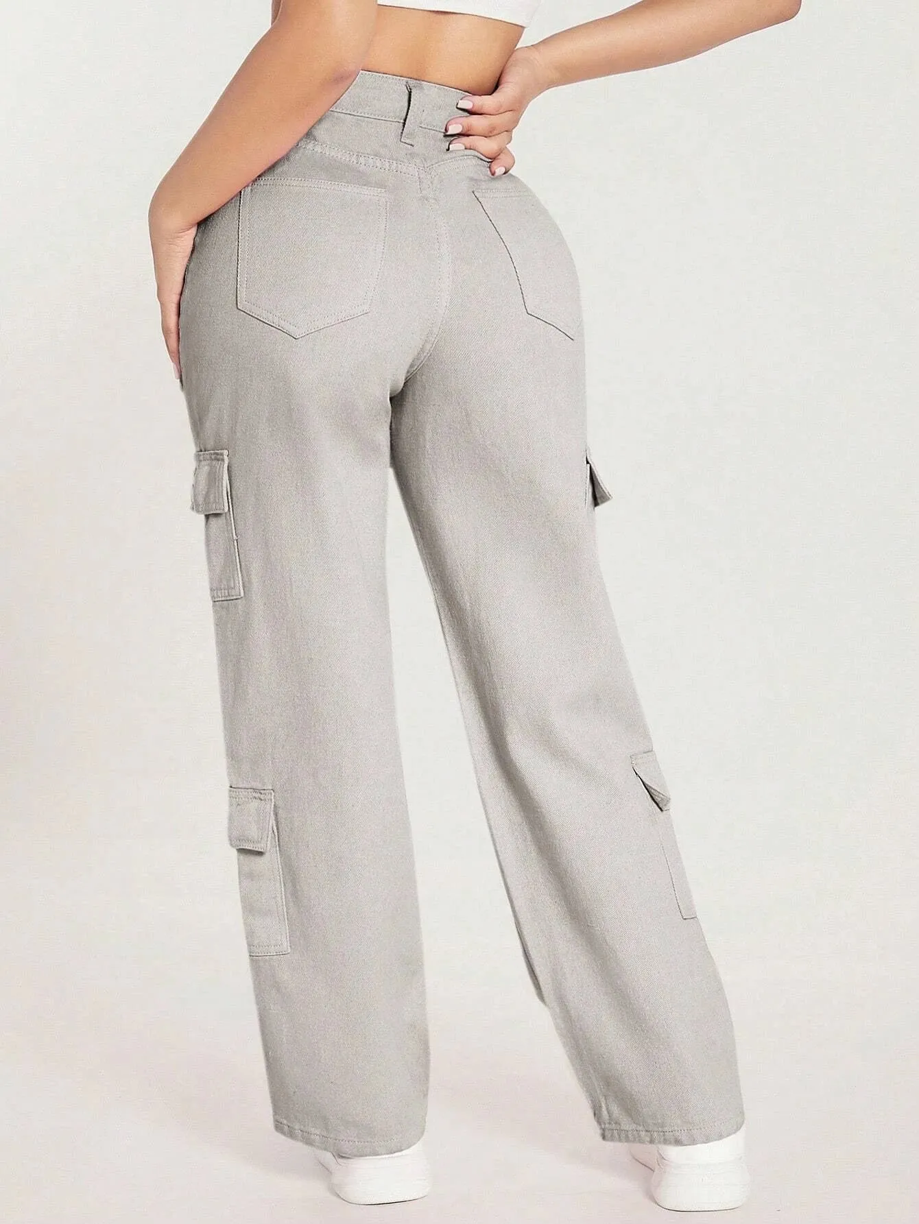 Zipper Fly Flap Pocket Jeans