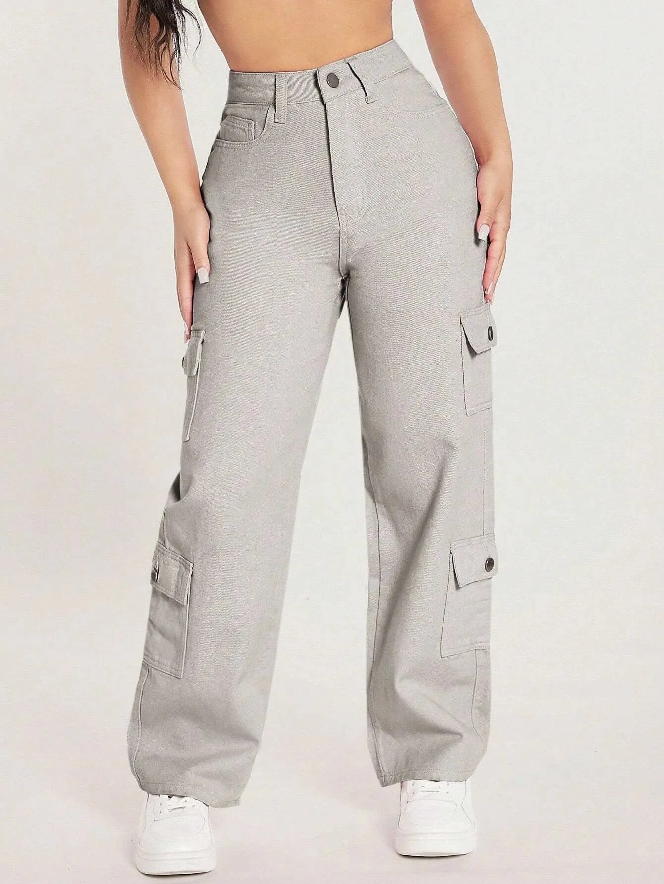 Zipper Fly Flap Pocket Jeans
