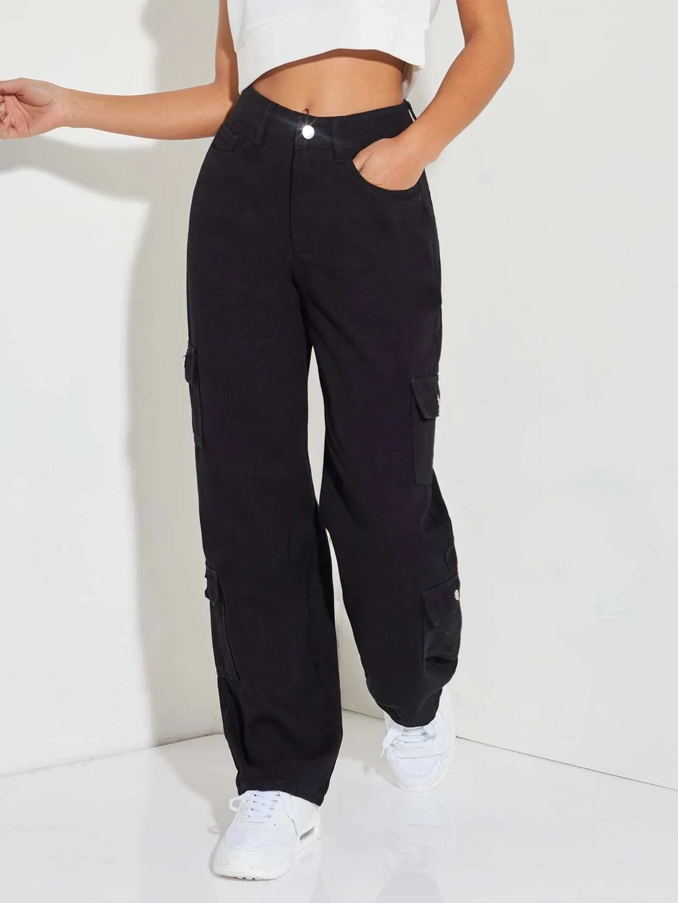 Zipper Fly Flap Pocket Jeans