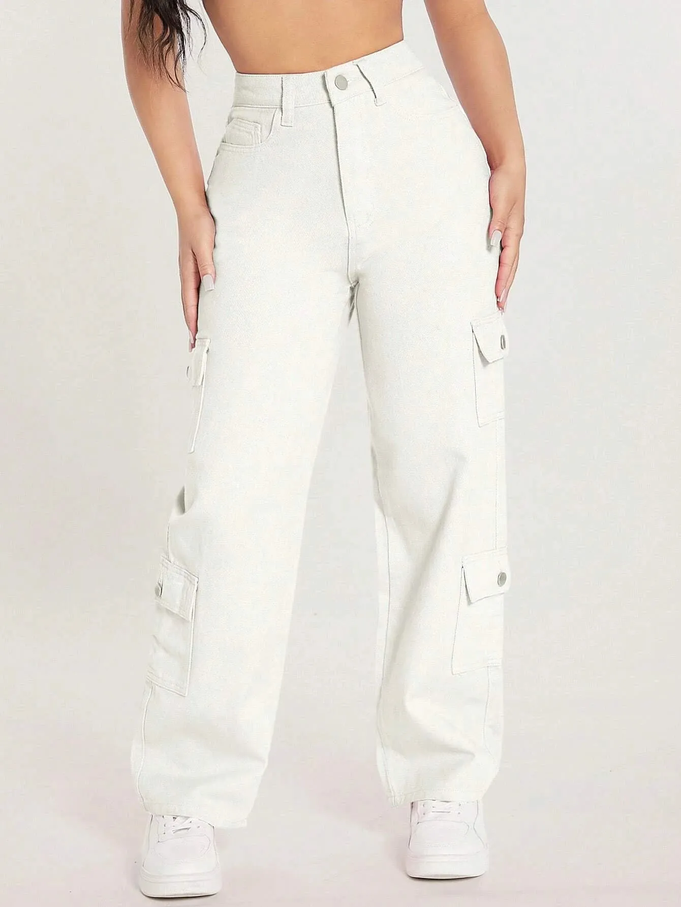 Zipper Fly Flap Pocket Jeans